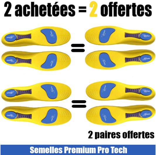 4. Semelles Pro Tech Edition Bleu et Jaune / 2 paires achetées = 2 paires offertes